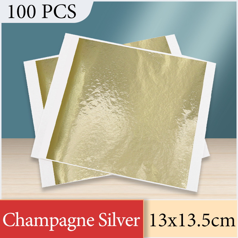 Nail Foil Transfer - 13x13.5cm Champagne Silver Foil Paper Gold