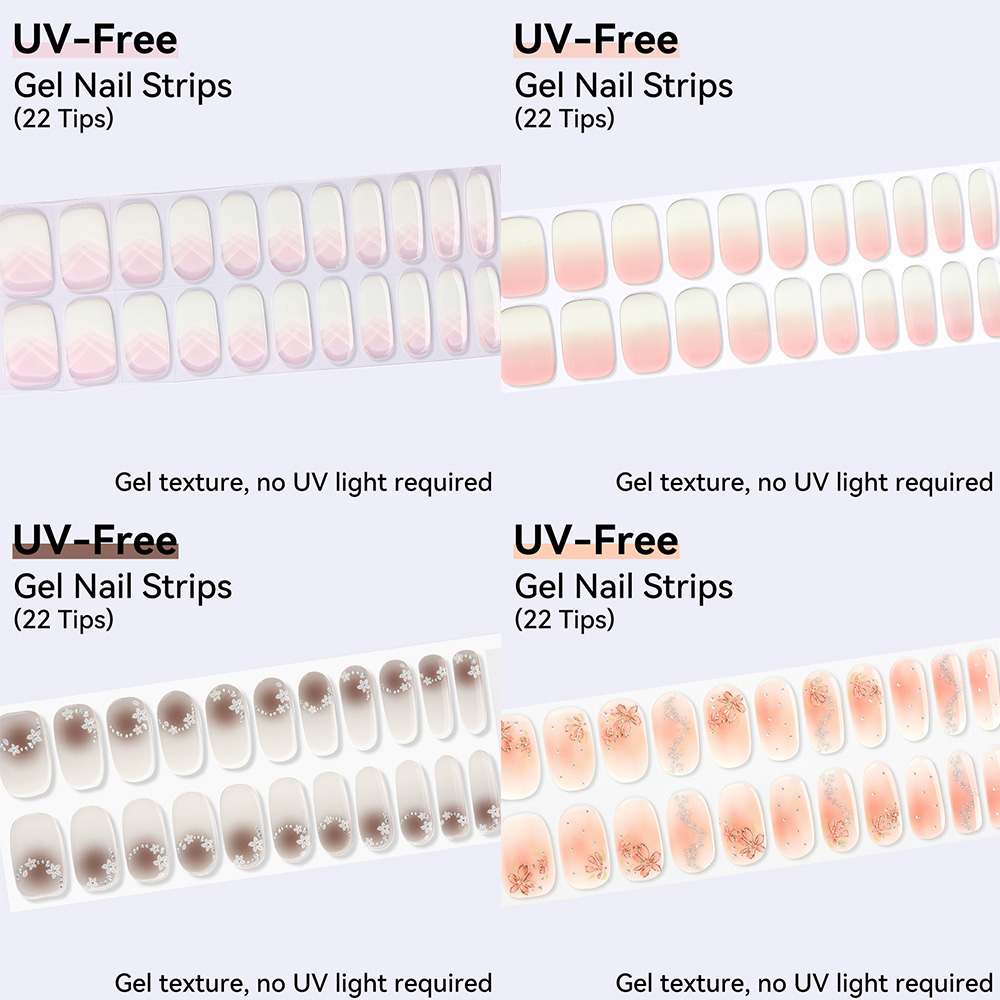 Nail Art Ombre Pink - UV FREE Gel Nail Strips 22