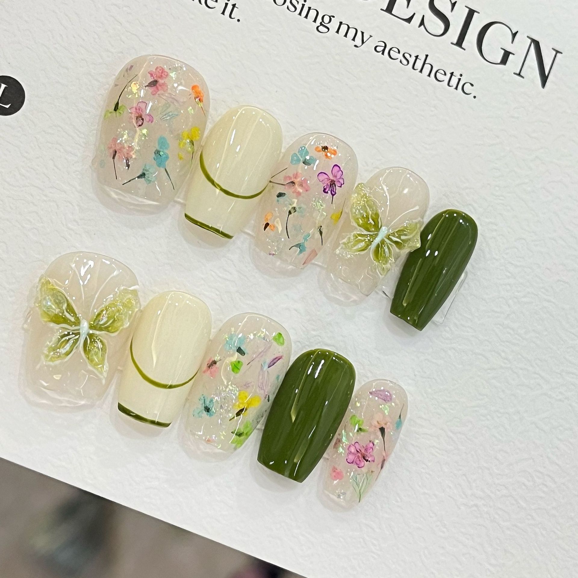 10pcs Butterfly Flower Fake Na - Nail Art French Nails recension och pris