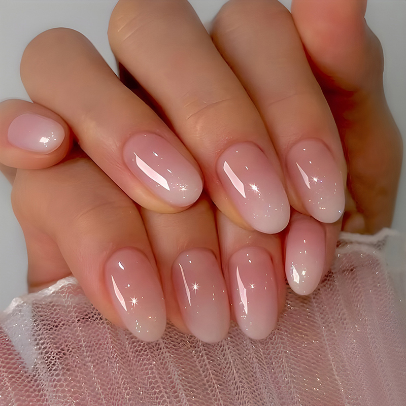 24Pcs Oval Short Pink Press on - Nail Art Ombre Pink recension och pris