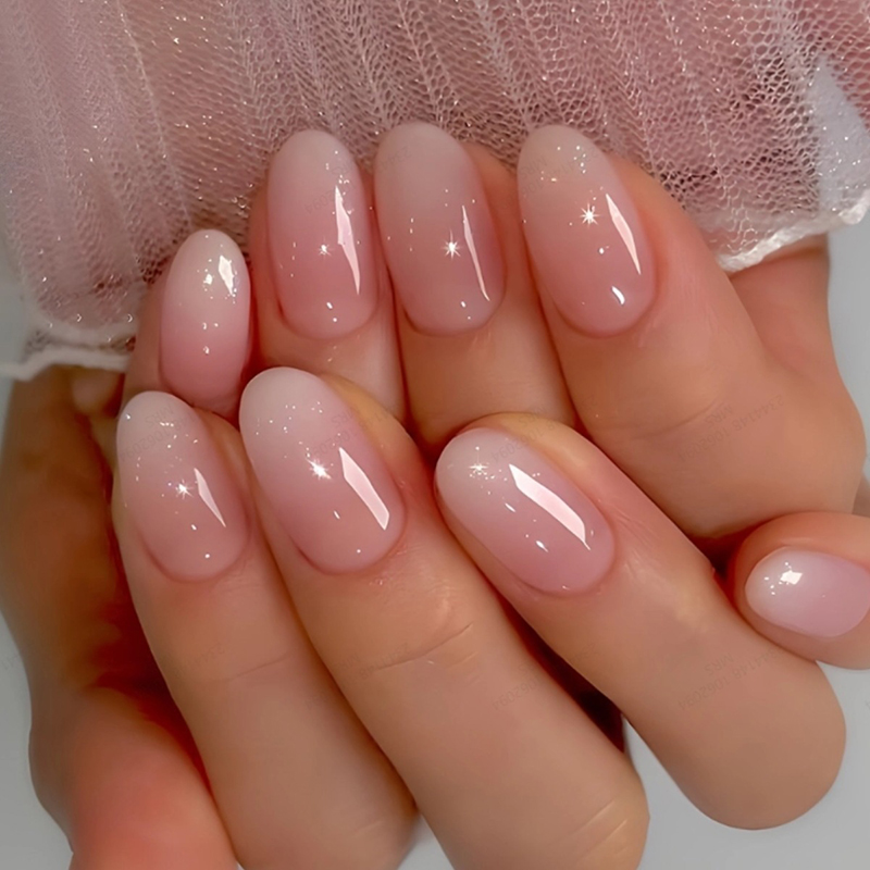 24Pcs Oval Short Pink Press on - Nail Art Ombre Pink recension och pris