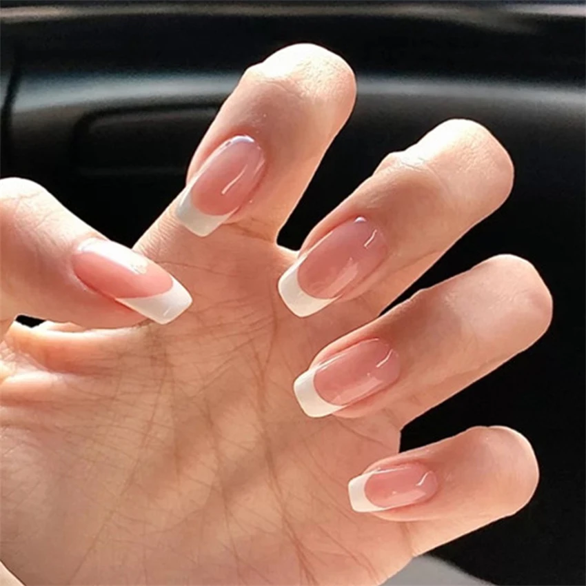 24Pcs/Set Short French Minimal - Nail Art French Nails recension och pris