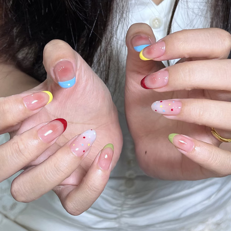 24Pcs Almond False Nails Sets  - Nail Art French Nails recension och pris