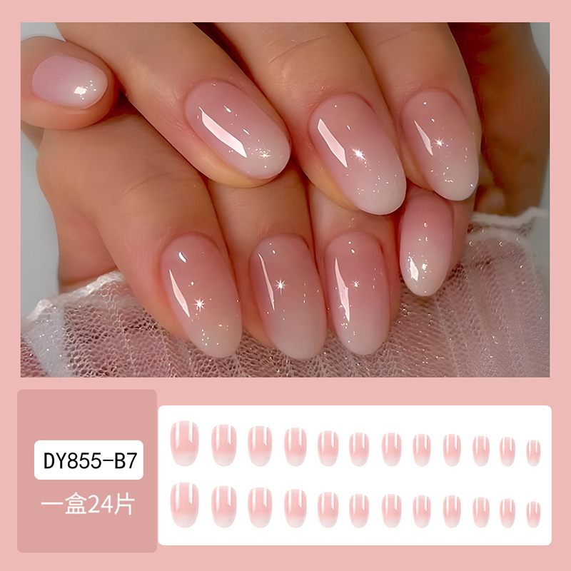 24Pcs Oval Short Pink Press on - Nail Art Ombre Pink recension och pris