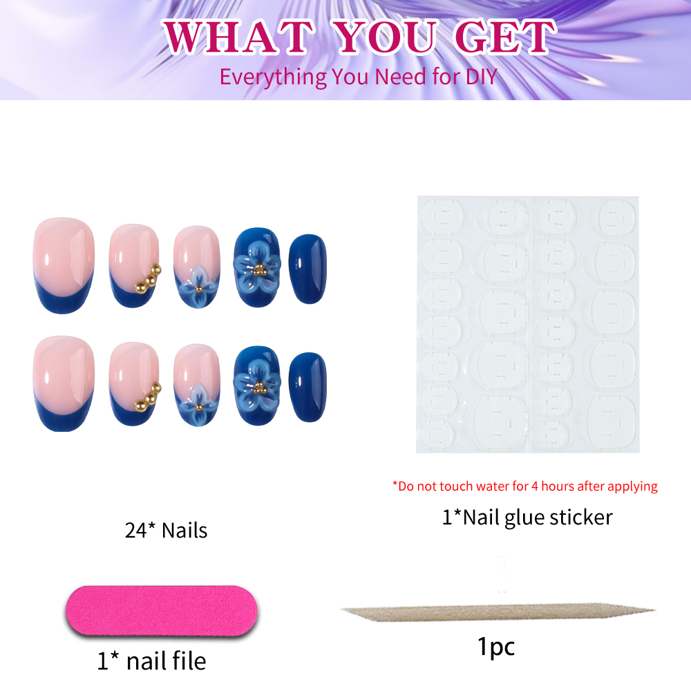 24pcs Short Oval 3D Gel Nail S - Nail Art French Nails recension och pris