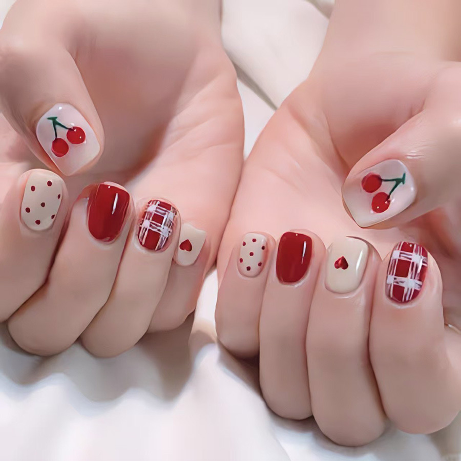 Short Square fake nails for wo - Nail Art French Nails recension och pris