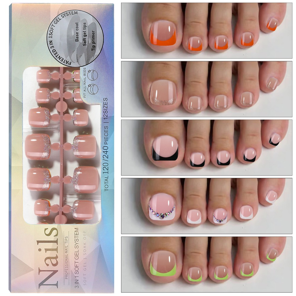 Short Square Press On Toenails - Nail Art Ombre Pink recension och pris