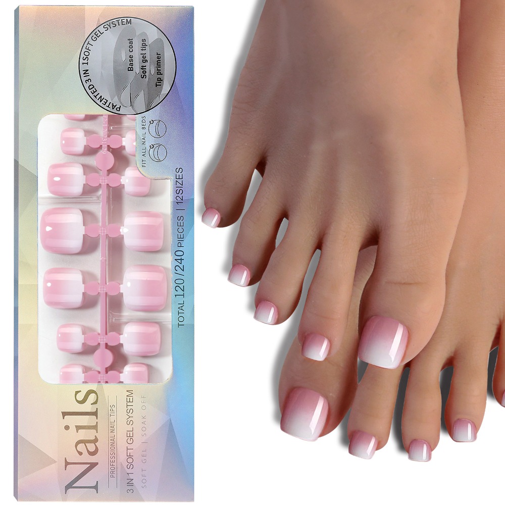 Short Square Press On Toenails - Nail Art Ombre Pink recension och pris