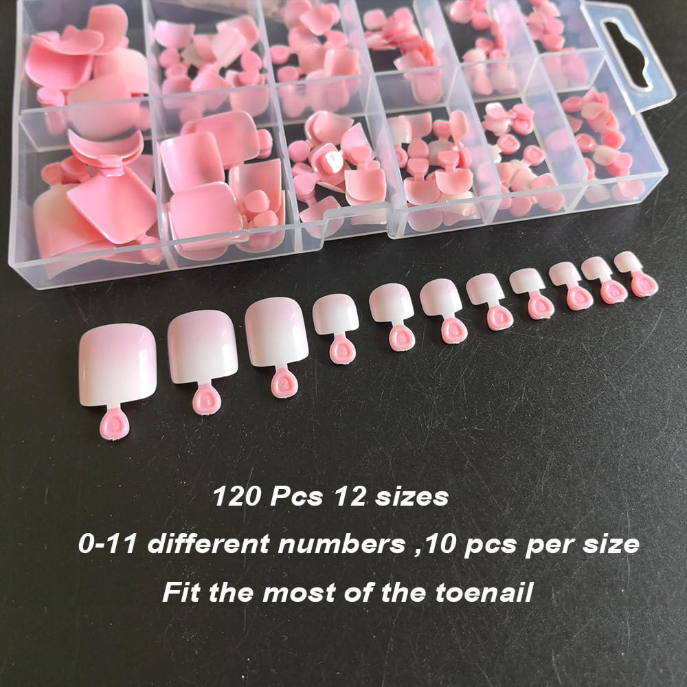 120pcs Ombre Pink White Toe Na - Nail Art Ombre Pink recension och pris
