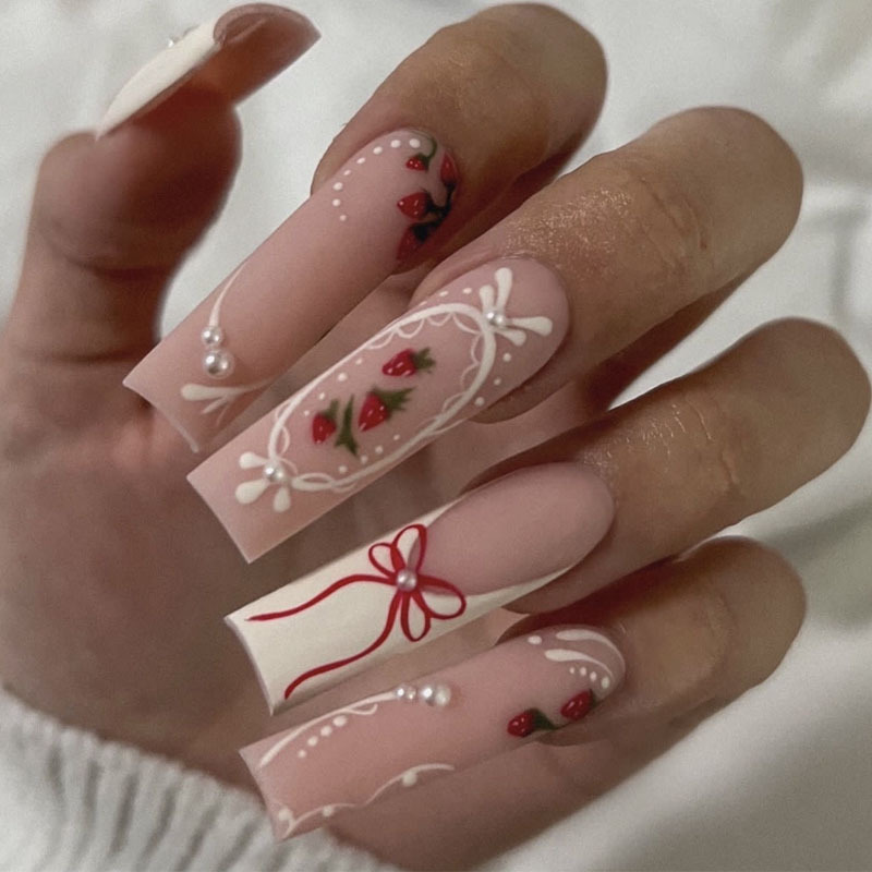 24pcs Flower Press on Nails Ar - Nail Art French Nails recension och pris