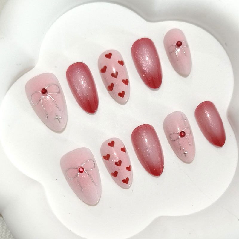 10Pcs Sweet Cute Heart-shaped  - Nail Art French Nails recension och pris