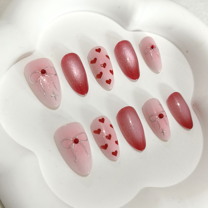 10Pcs Sweet Cute Heart-shaped  - Nail Art French Nails recension och pris